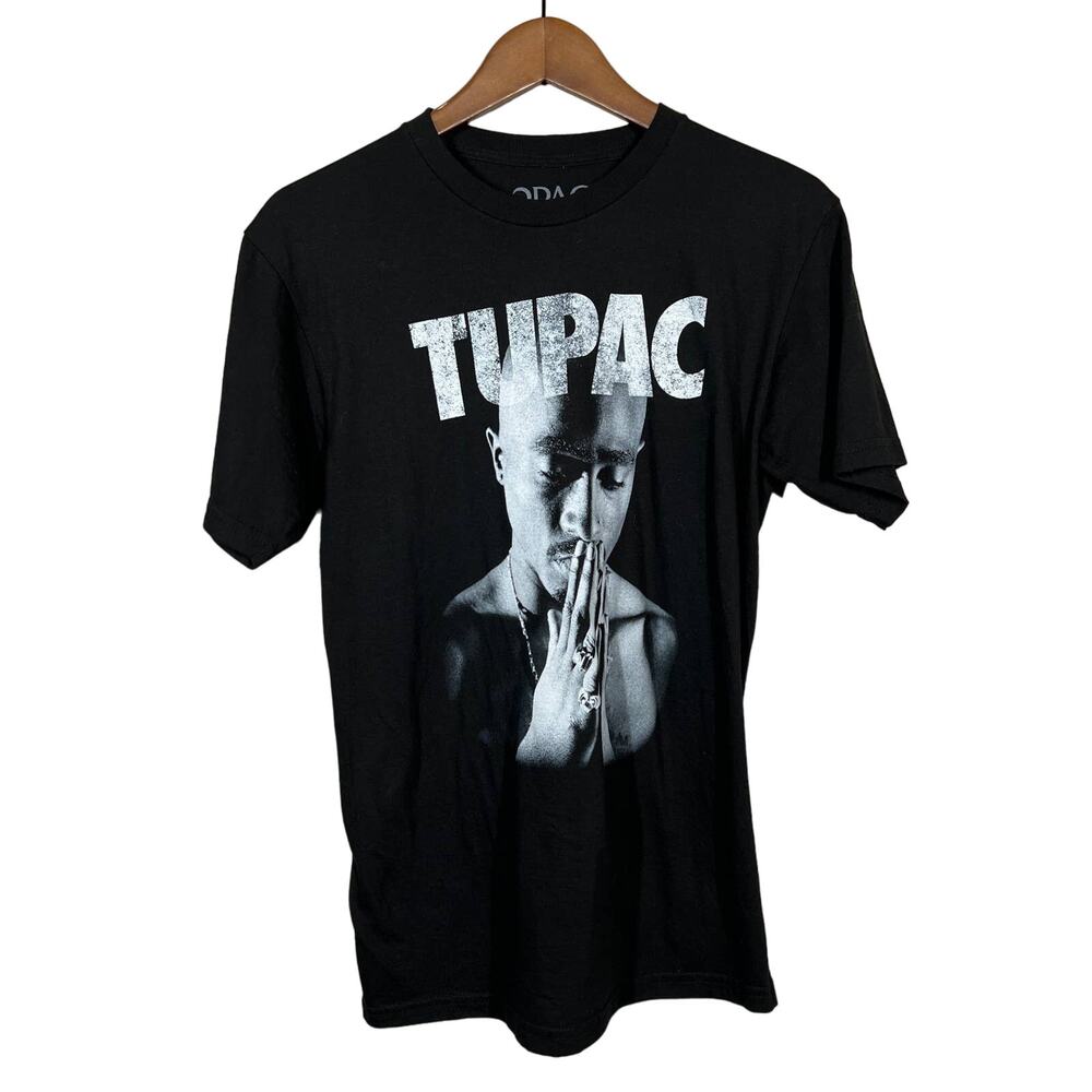 Tupac Graphic Tee Soft Black Grey Short Sleeve - S